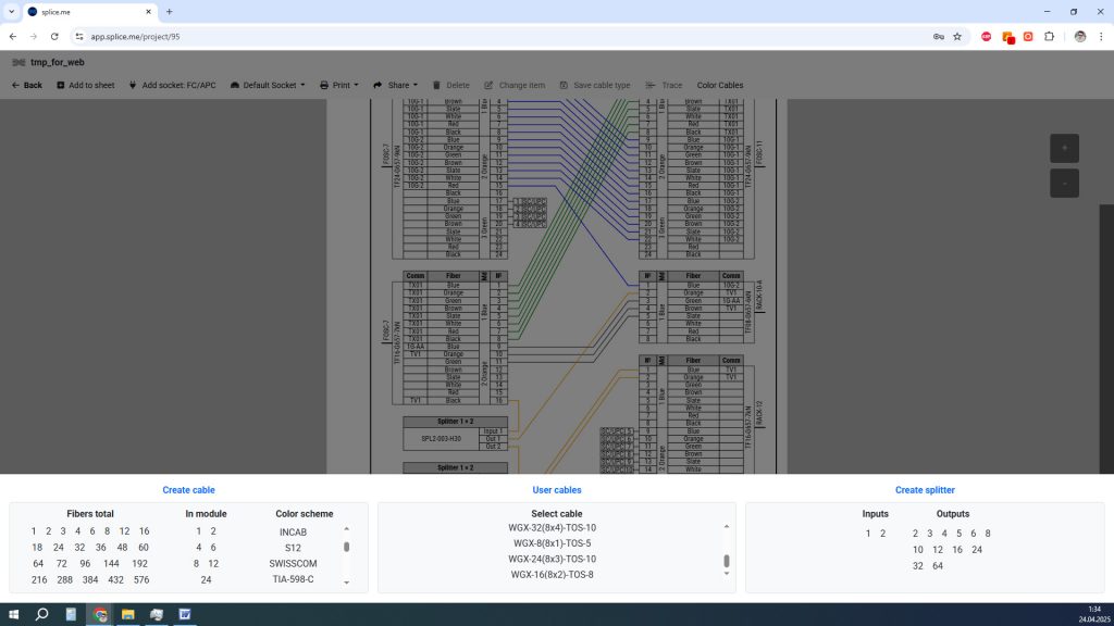 Problems of fiber splice documentation management in different software ...
